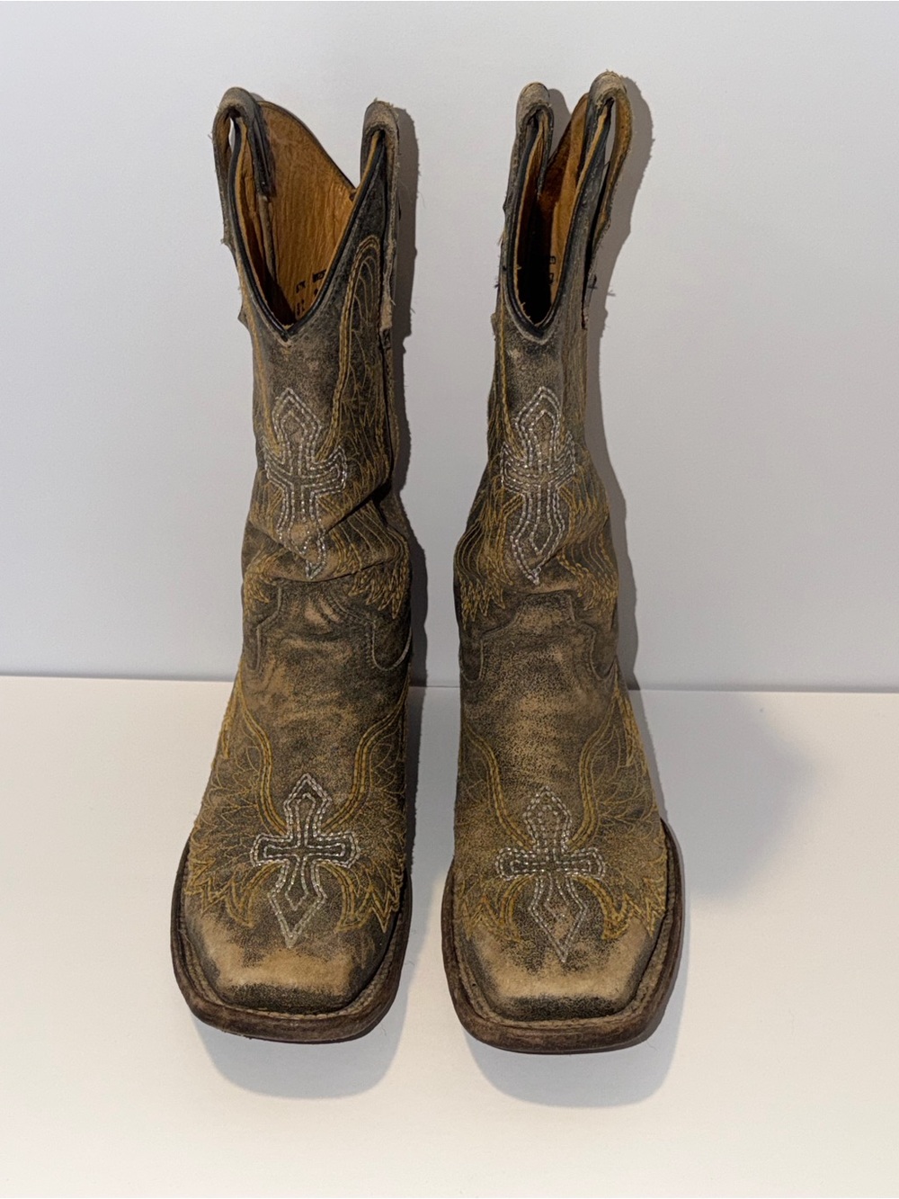 Kids Distressed Brown Western Pull-On Boots